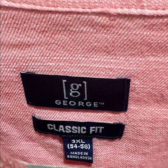 George Men's Casual Coral Button-Down Shirt - Picture 2 of 3